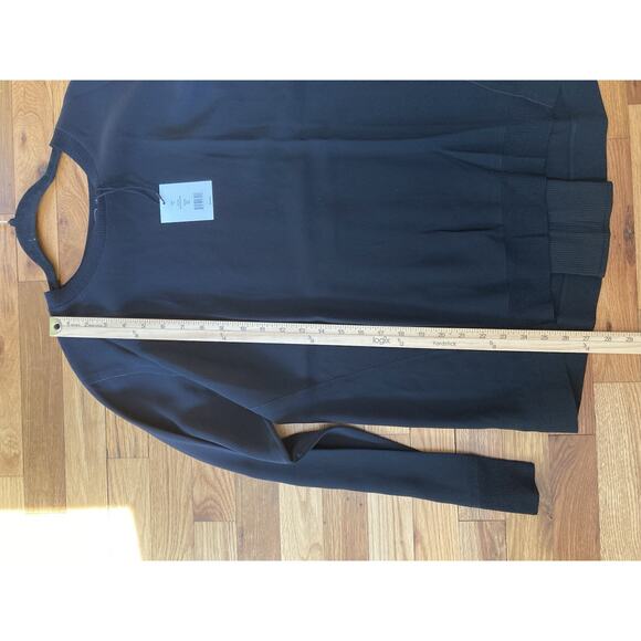 Vince Womens Small Black Ribbed Crew Neck Inverted Pleat Crepe Pullover Sweater - Picture 8 of 9